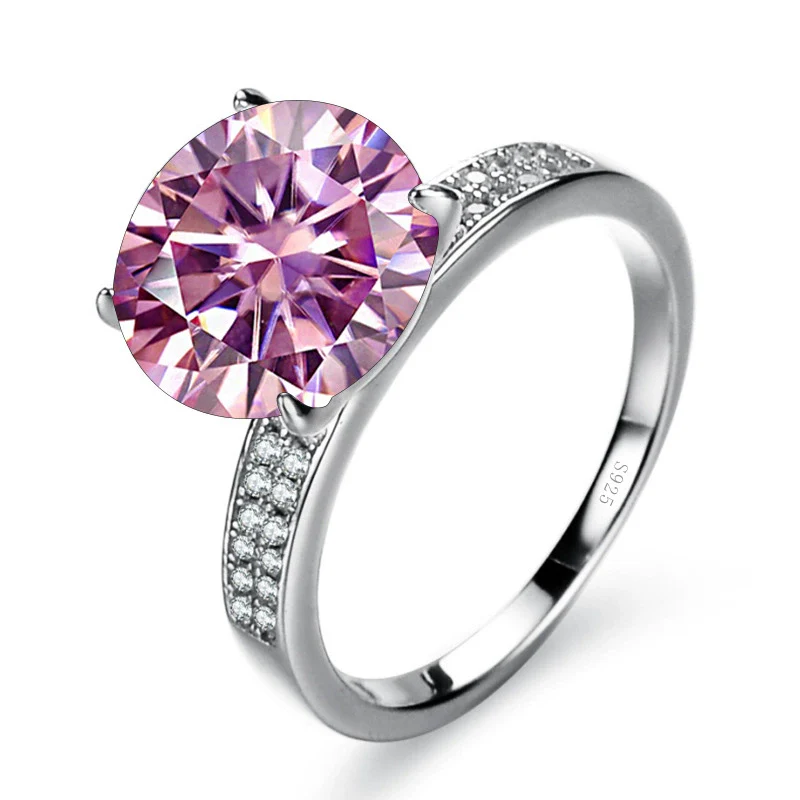 Moissanite Ring Synthetic Moissanite Round Shape Set With Precious Stones Men's - Image 12