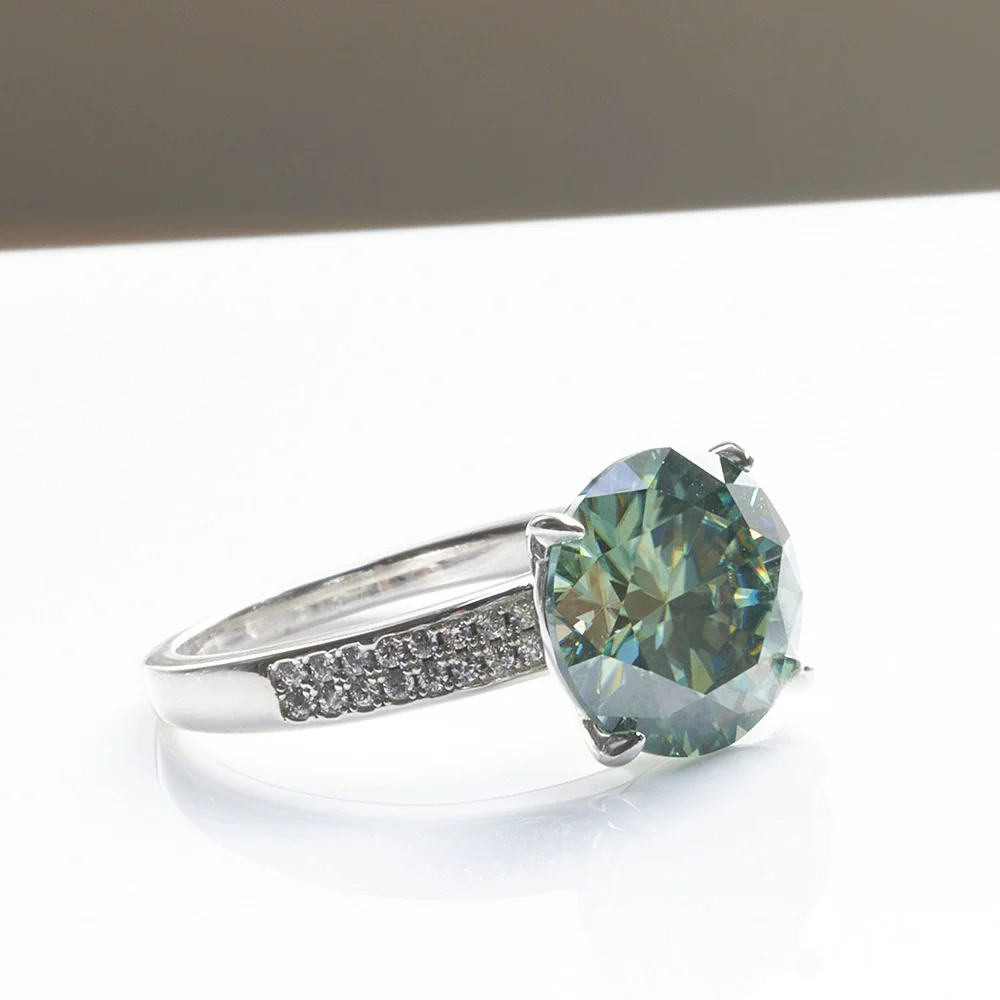 Moissanite Ring Synthetic Moissanite Round Shape Set With Precious Stones Men's - Image 3