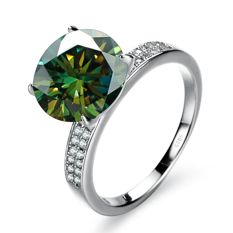 Moissanite Ring Synthetic Moissanite Round Shape Set With Precious Stones Men's - Image 7