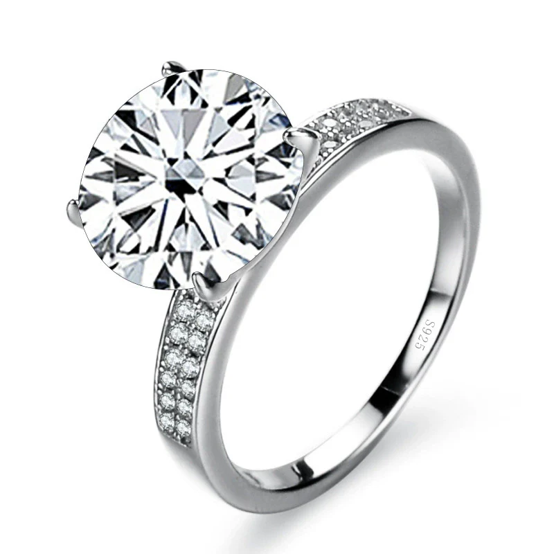 Moissanite Ring Synthetic Moissanite Round Shape Set With Precious Stones Men's - Image 9