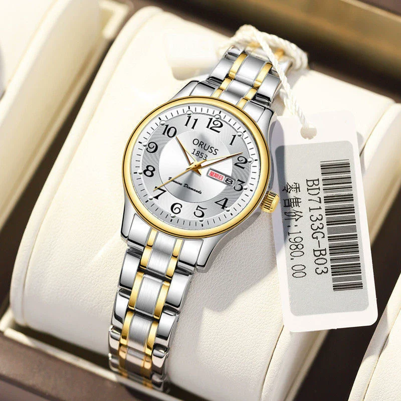 Movement Mechanical Women's Watch Alloy Tungsten Steel Color Round Dial Waterproof - Image 9
