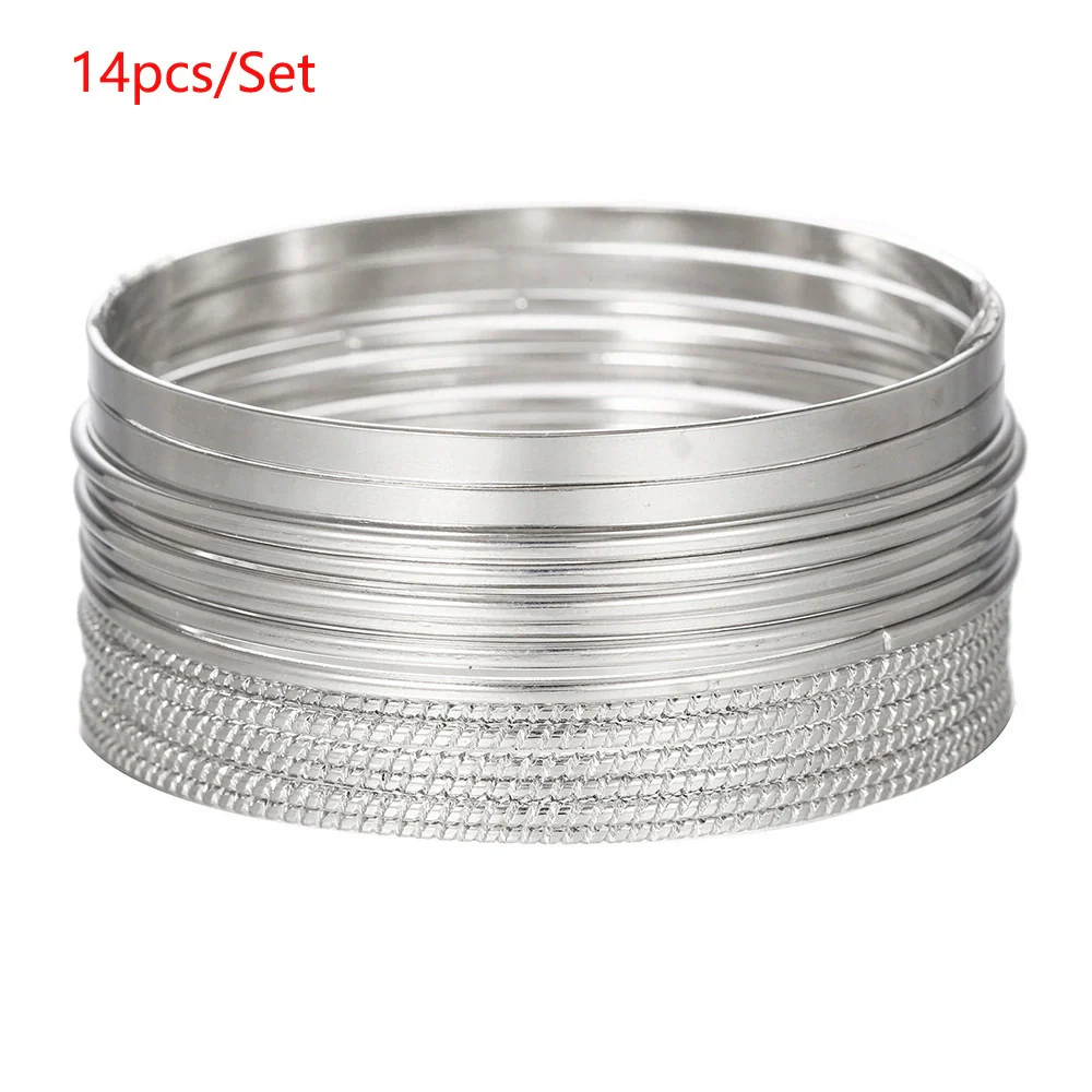 Multi Layer Stacked Geometric Metal Alloy Iron Electroplated Unisex Bracelet Set - Image 11
