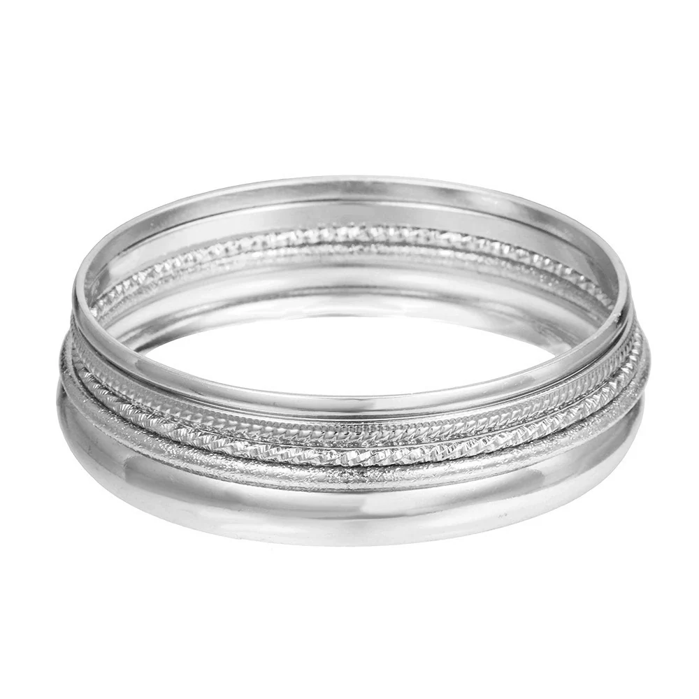 Multi Layer Stacked Geometric Metal Alloy Iron Electroplated Unisex Bracelet Set - Image 9