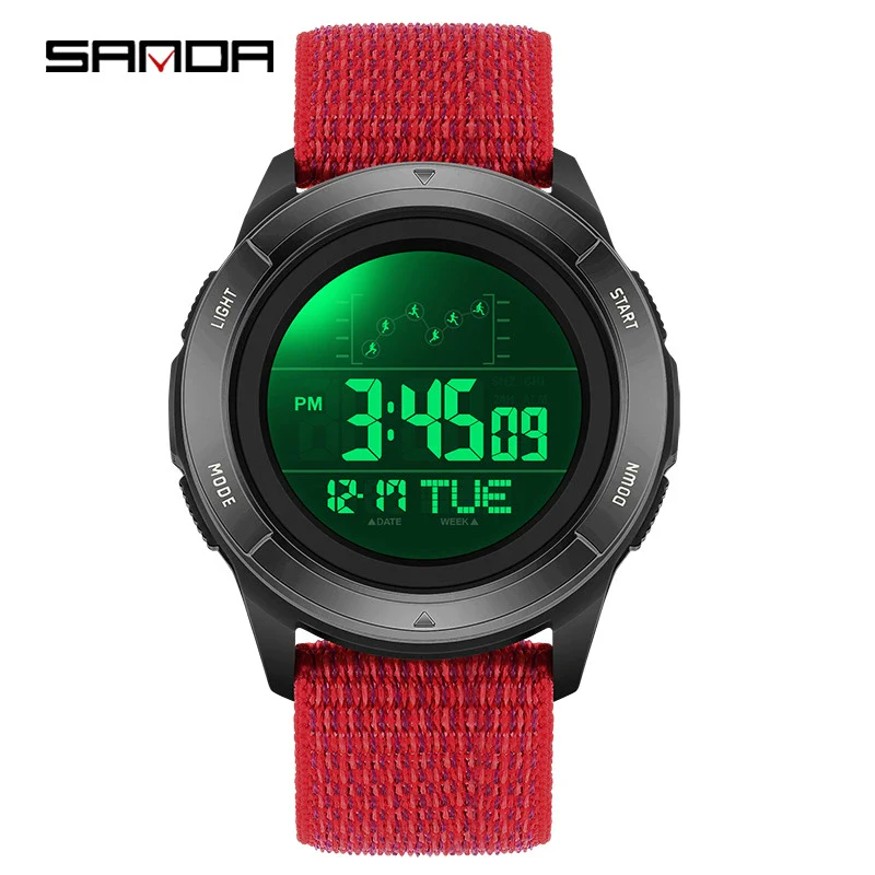 Multifunction Student Electronic Watch With Nylon Band Round Shape Alloy Alloyabs Case And Acrylic Mirror - Image 2