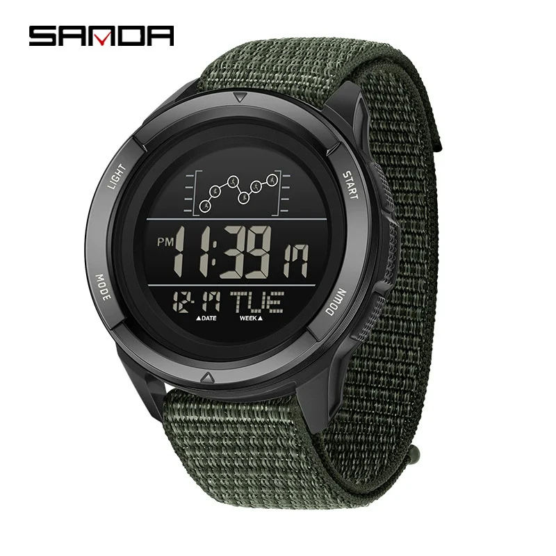 Multifunction Student Electronic Watch With Nylon Band Round Shape Alloy Alloyabs Case And Acrylic Mirror - Image 3
