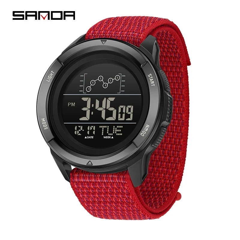 Multifunction Student Electronic Watch With Nylon Band Round Shape Alloy Alloyabs Case And Acrylic Mirror - Image 5