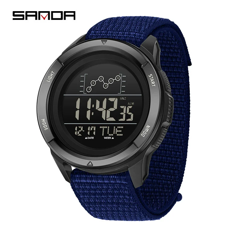 Multifunction Student Electronic Watch With Nylon Band Round Shape Alloy Alloyabs Case And Acrylic Mirror - Image 6