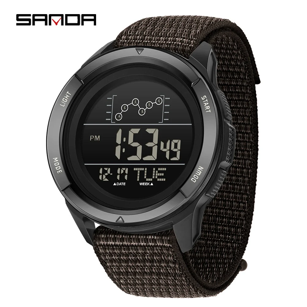 Multifunction Student Electronic Watch With Nylon Band Round Shape Alloy Alloyabs Case And Acrylic Mirror - Image 7