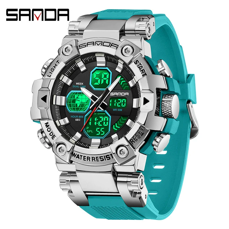 Multifunctional Electronic Sports Watch For Students Tpu Zinc Alloyabs Acrylic Mirror Round Dial - Image 2