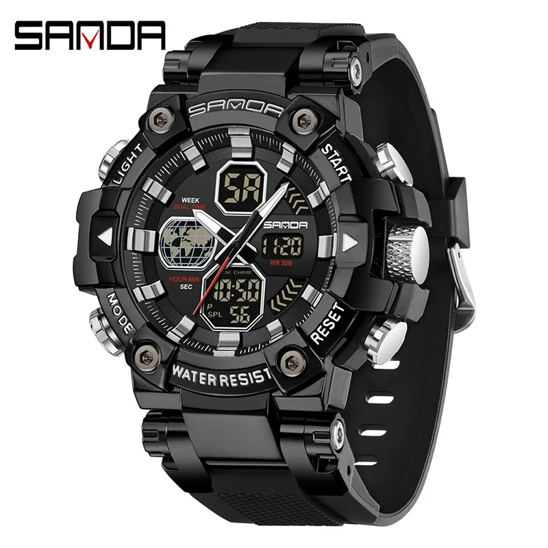 Multifunctional Electronic Sports Watch For Students Tpu Zinc Alloyabs Acrylic Mirror Round Dial - Image 3
