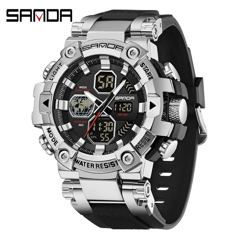 Multifunctional Electronic Sports Watch For Students Tpu Zinc Alloyabs Acrylic Mirror Round Dial - Image 4