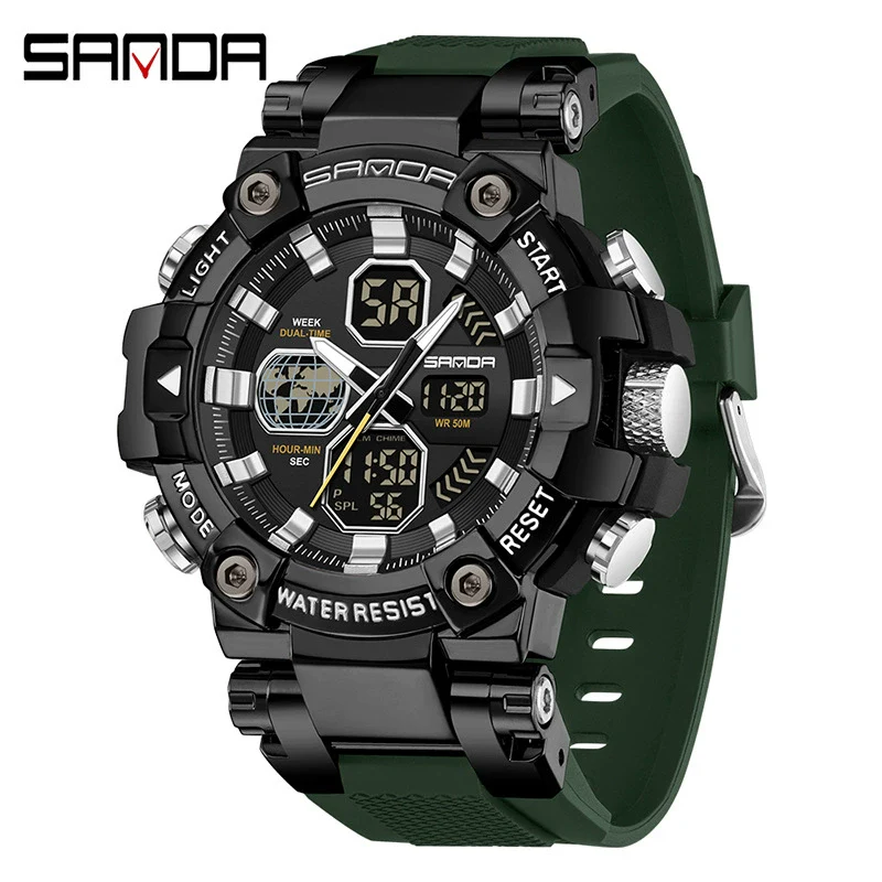 Multifunctional Electronic Sports Watch For Students Tpu Zinc Alloyabs Acrylic Mirror Round Dial - Image 6