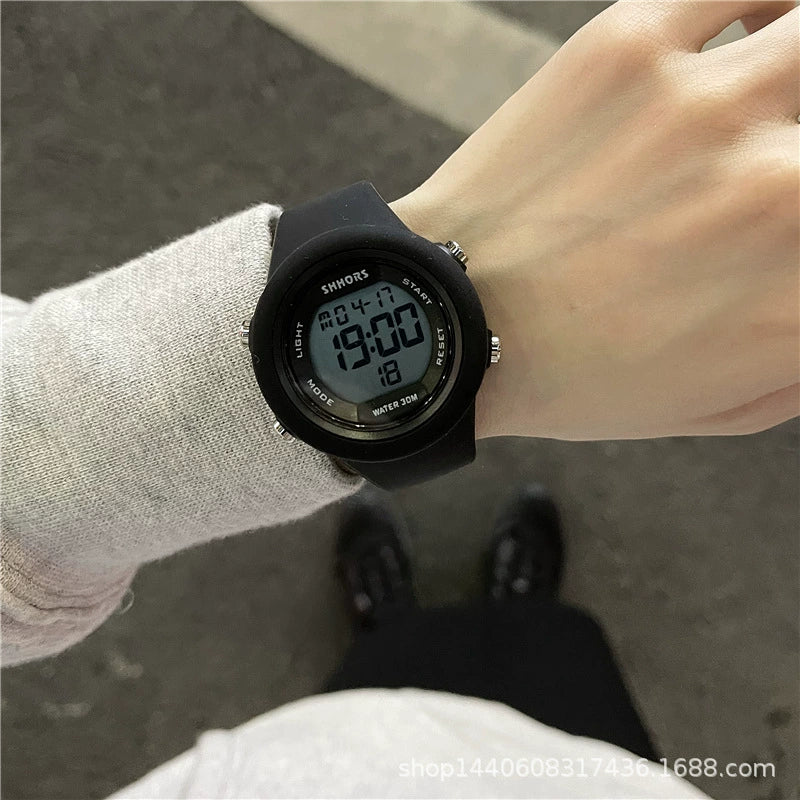 Multifunctional Electronic Watch Silicone Strap Plastic Case For Teenagers Sports Waterproof Luminous Alarm