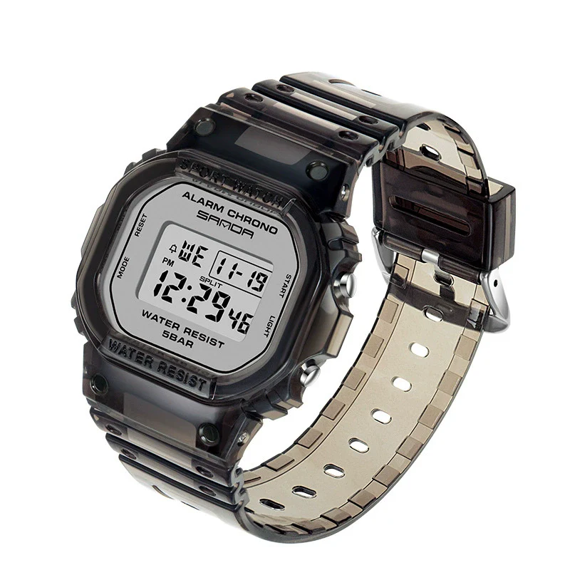 Multifunctional Electronic Waterproof Resin Strap Sports Watch With Round Dial And Mineral Strengthened Mirror For Teenagers And Students - Image 2