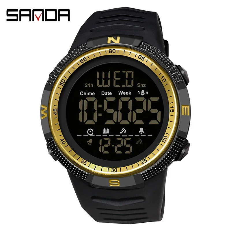 Multifunctional Electronic Waterproof Sports Watch For Men Resin Material Round Dial - Image 3