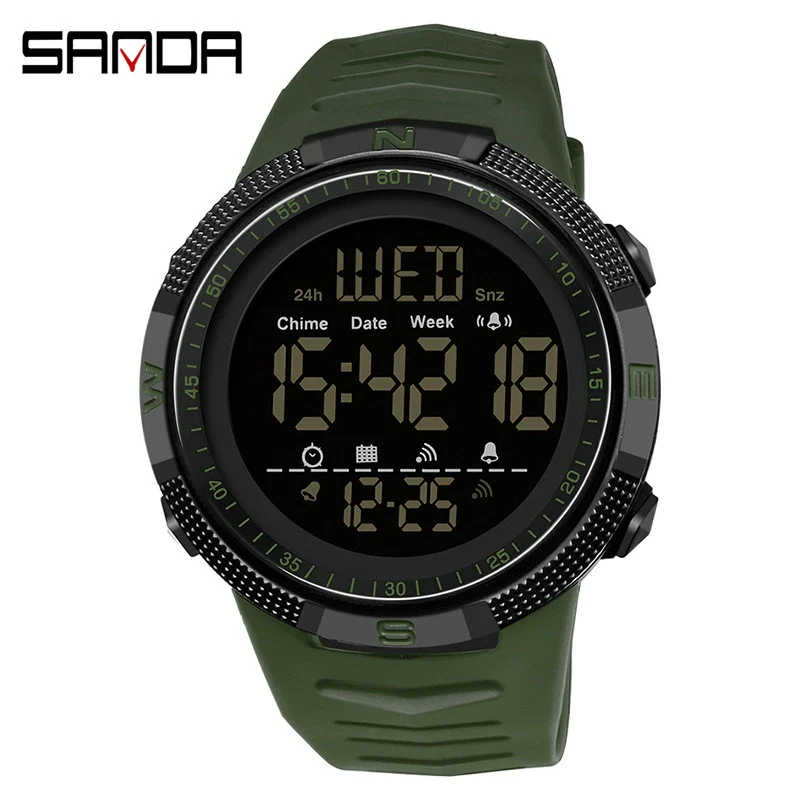 Multifunctional Electronic Waterproof Sports Watch For Men Resin Material Round Dial - Image 5