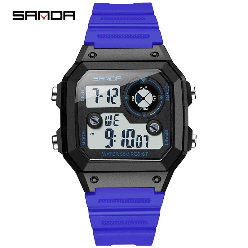 Multifunctional Electronic Waterproof Sports Watch Resin Stainless Steel Round For Men - Image 3