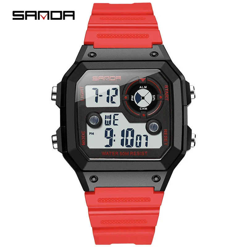Multifunctional Electronic Waterproof Sports Watch Resin Stainless Steel Round For Men - Image 4