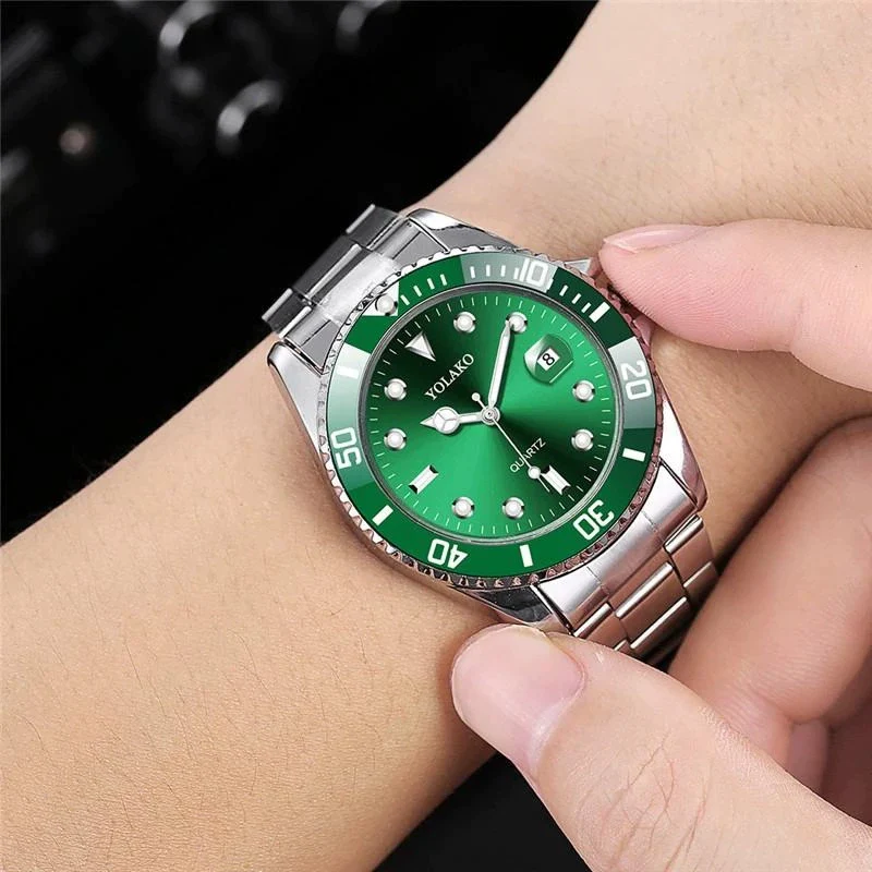 Multifunctional Fashion Quartz Watch For Men Alloy Case Round Dial Steel Band - Image 2