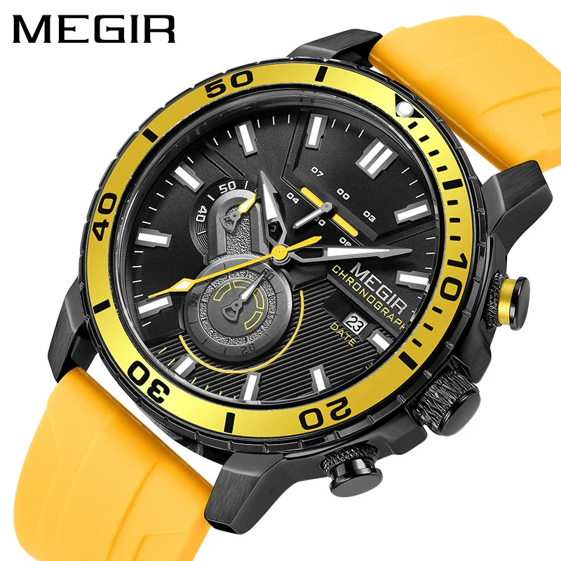 Multifunctional Fashion Timing Sports Watch Alloy Case Silicone Strap Round Dial Male - Image 3