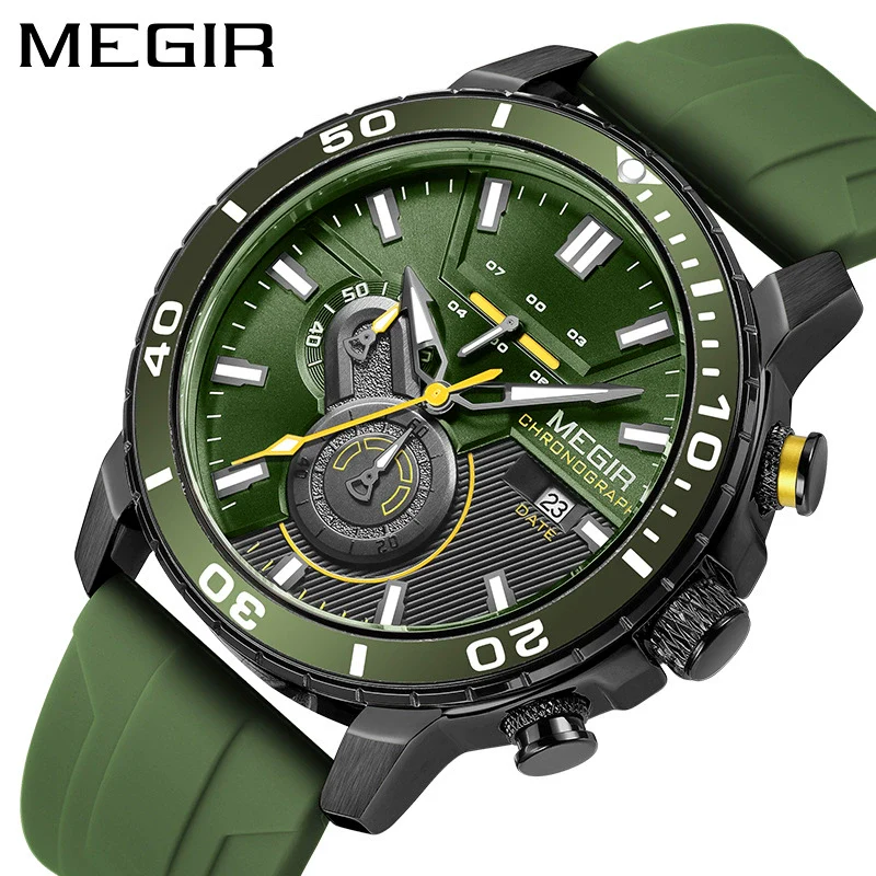 Multifunctional Fashion Timing Sports Watch Alloy Case Silicone Strap Round Dial Male - Image 4