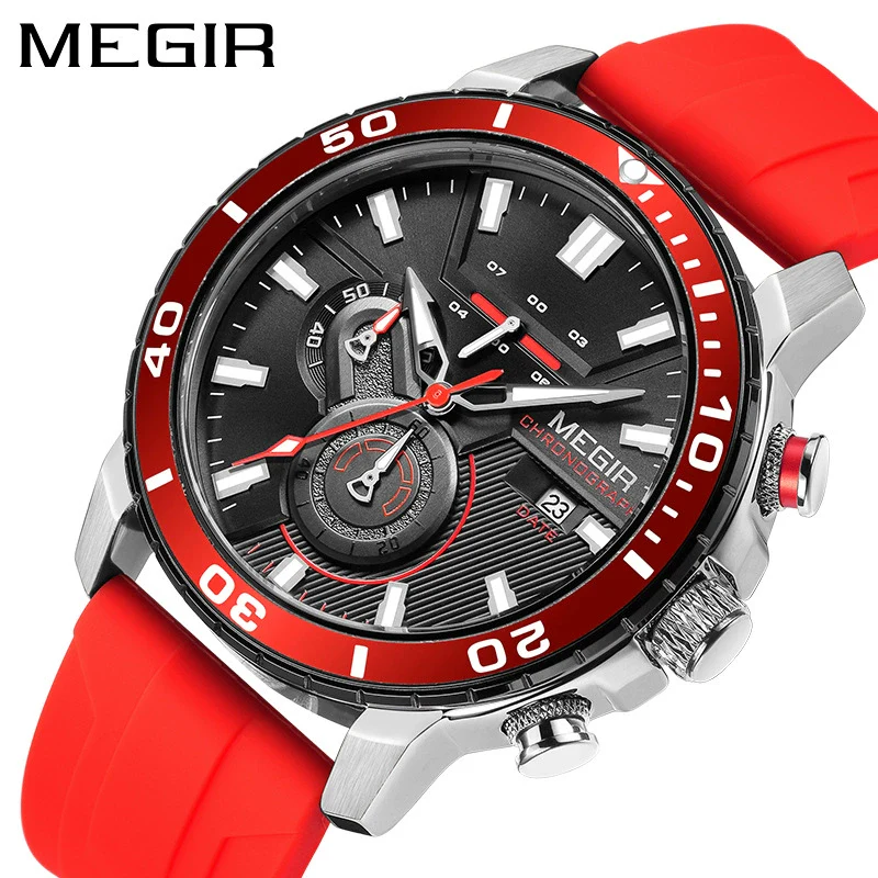 Multifunctional Fashion Timing Sports Watch Alloy Case Silicone Strap Round Dial Male - Image 5