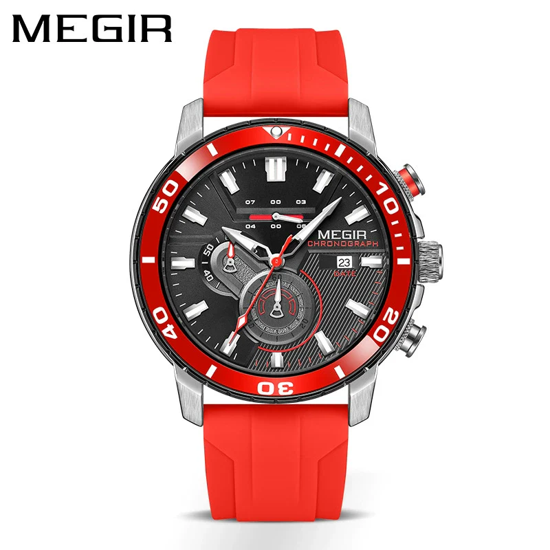 Multifunctional Fashion Timing Sports Watch Alloy Case Silicone Strap Round Dial Male - Image 6