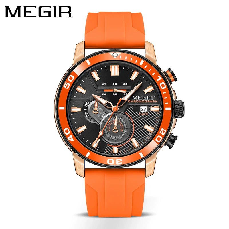 Multifunctional Fashion Timing Sports Watch Alloy Case Silicone Strap Round Dial Male - Image 7