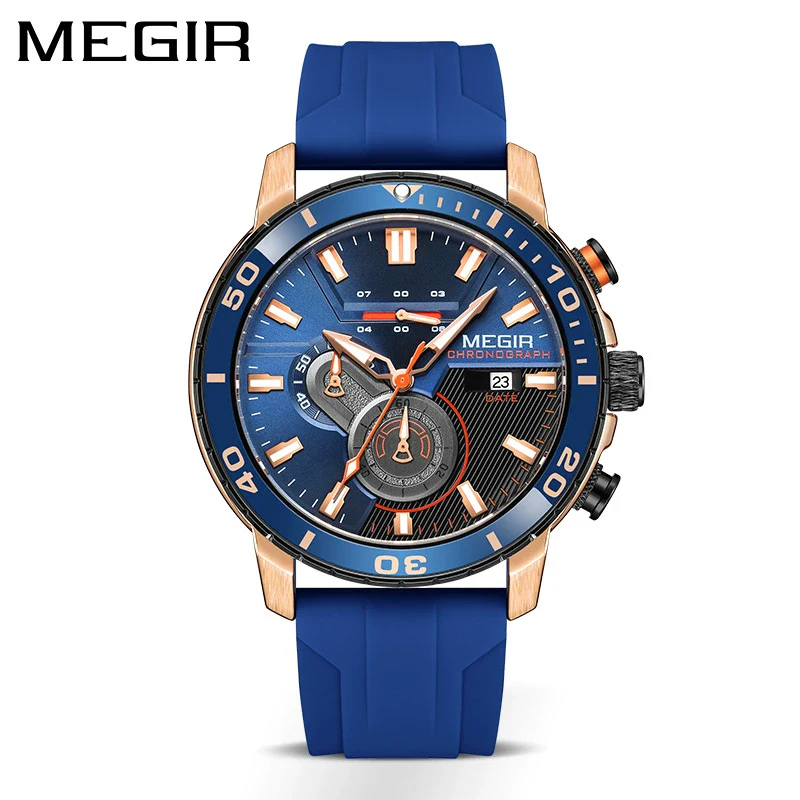 Multifunctional Fashion Timing Sports Watch Alloy Case Silicone Strap Round Dial Male - Image 8
