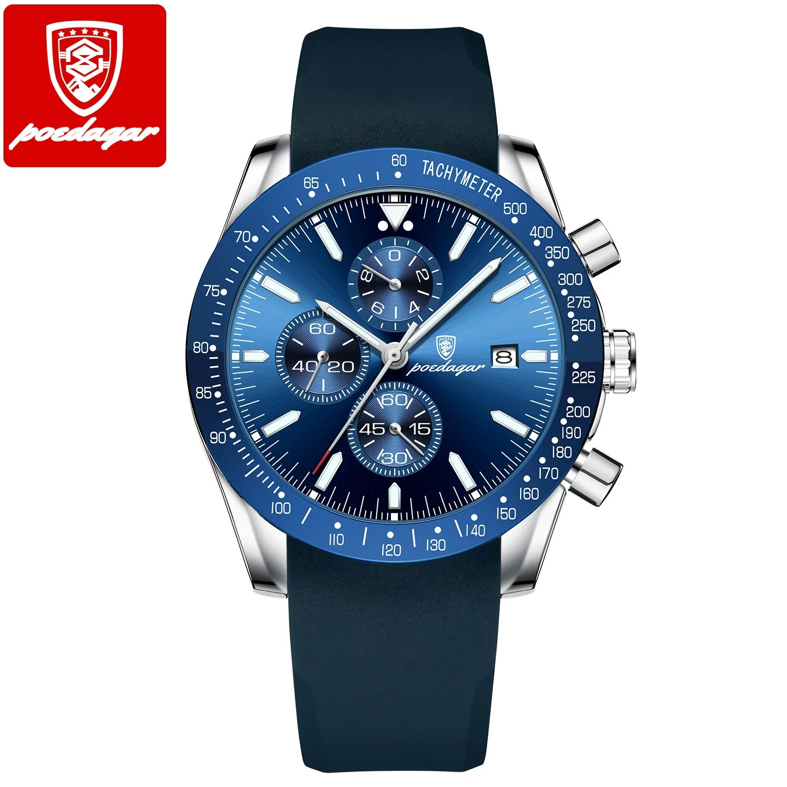 Multifunctional Luminous Men's Alloy And Genuine Leather Quartz Watch With Round Dial And Sport Style - Image 10