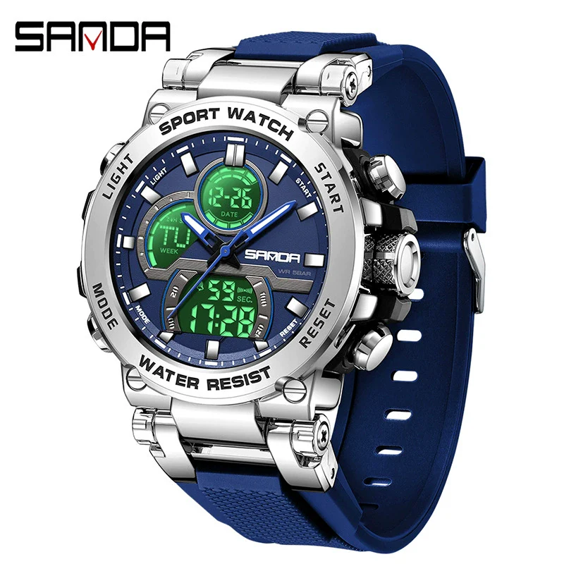 Multifunctional Luminous Men's Student Watch Zinc Alloy Acrylic Mirror Tpu Strap Round Dial - Image 10