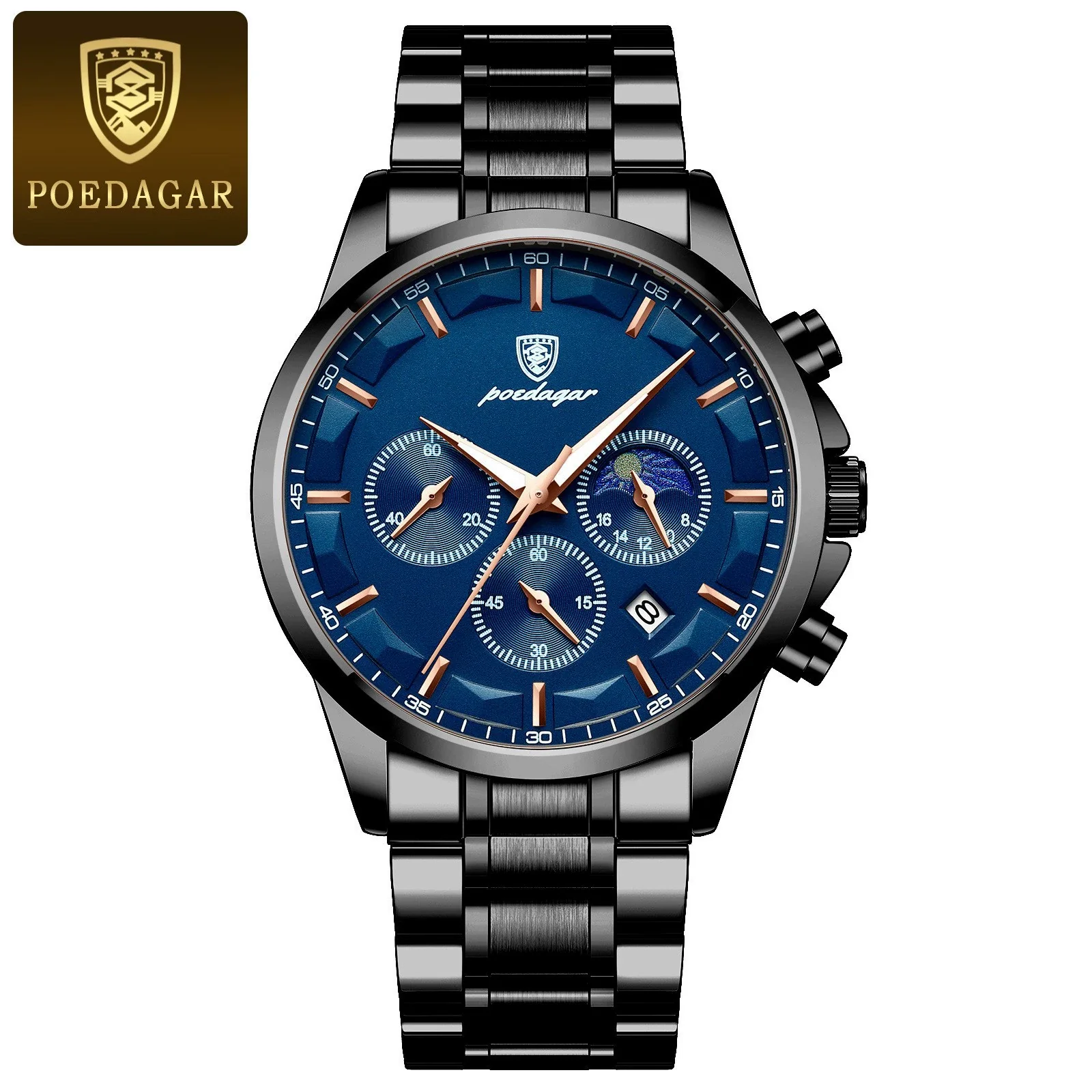 Multifunctional Men's Stainless Steel Band Quartz Watch With Round Dial And Onion Crown Leisure Style - Image 6