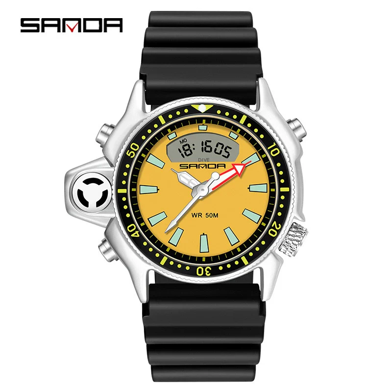 Multifunctional Outdoor Waterproof Electronic Watch Zinc Alloy Case Silicone Strap Round Dial Sporty And Minimalist Style For Men And Women - Image 7