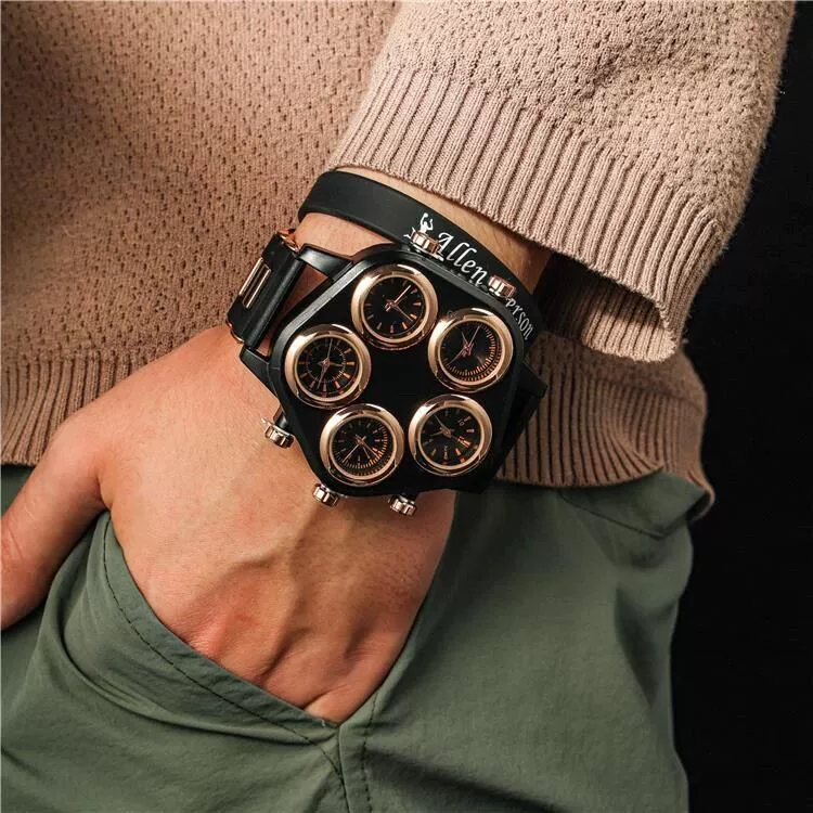 Multifunctional Personality Men's Watch Hip Hop Punk Style Plastic Case Rhombus Dial - Image 3
