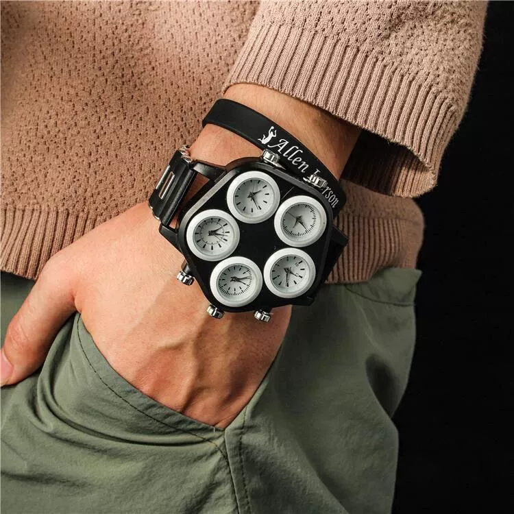 Multifunctional Personality Men's Watch Hip Hop Punk Style Plastic Case Rhombus Dial - Image 5