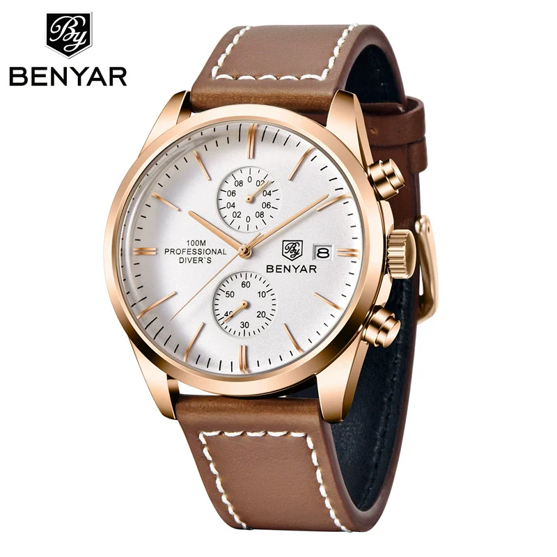 Multifunctional Quartz Movement Leather Strap Men's Business Leisure Calendar Watch With Stainless Steel Buckle And Round Dial - Image 10