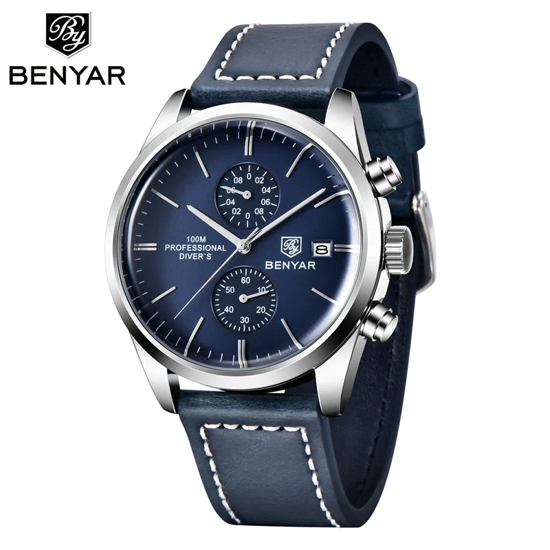 Multifunctional Quartz Movement Leather Strap Men's Business Leisure Calendar Watch With Stainless Steel Buckle And Round Dial - Image 9