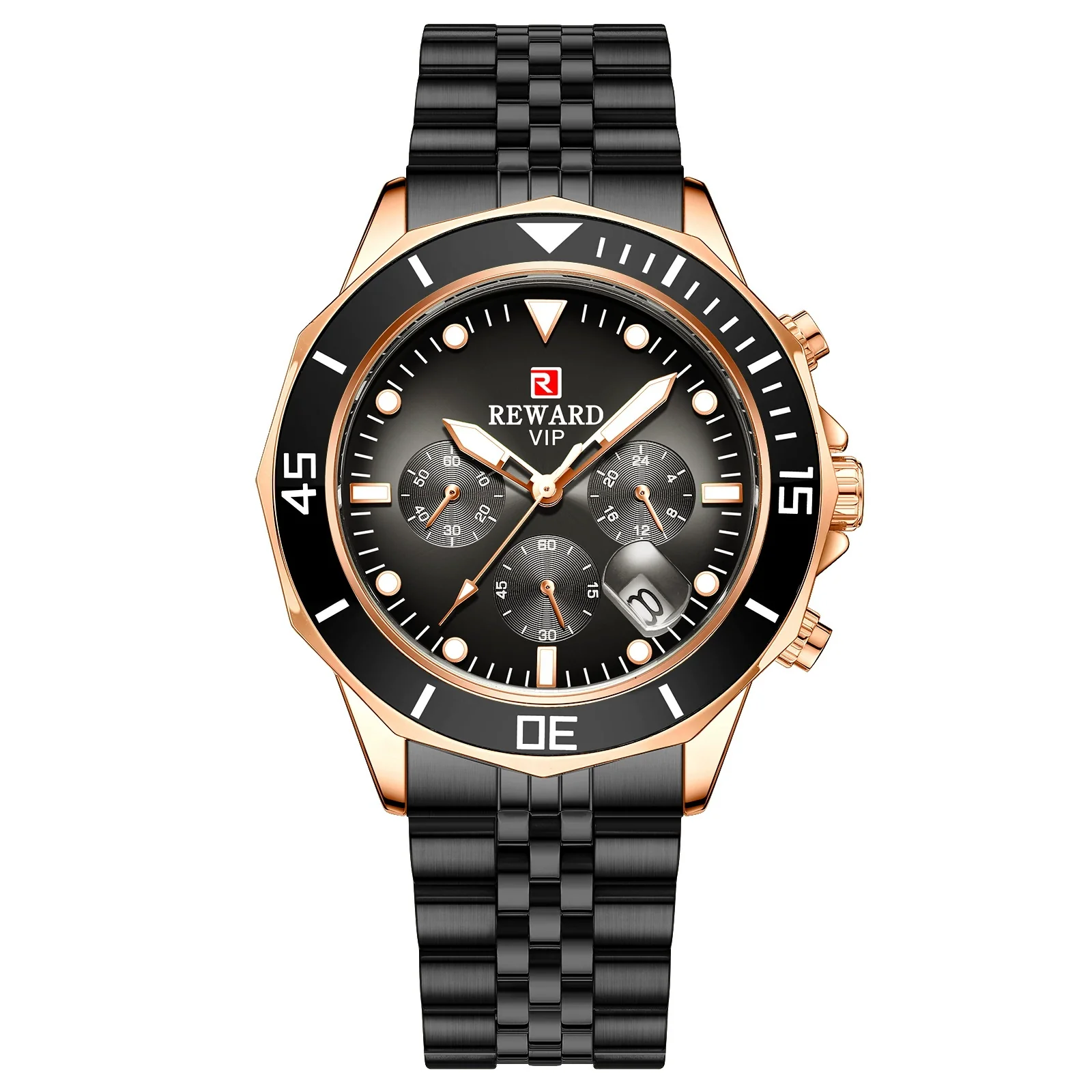 Multifunctional Sports Quartz Watch For Men Alloy Case Stainless Steel Band Round Dial - Image 7