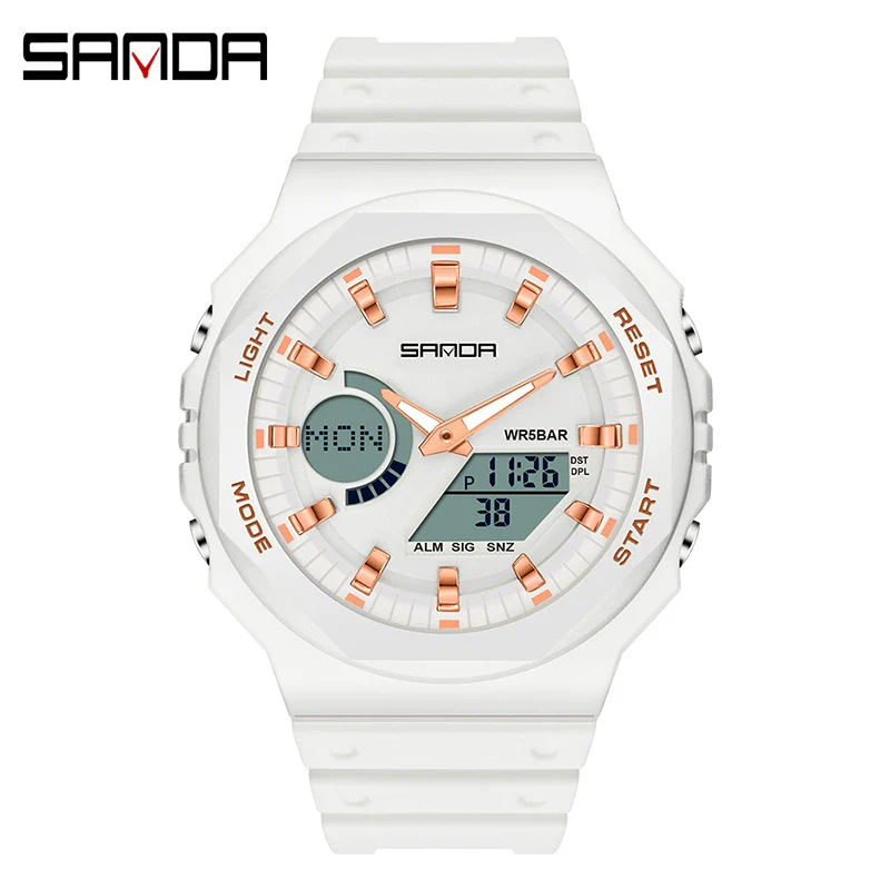 Multifunctional Sports Waterproof Electronic Watch Tpu Strap Abs Case Mineral Reinforced Glass Mirror Round Dial Universal Fashion - Image 2