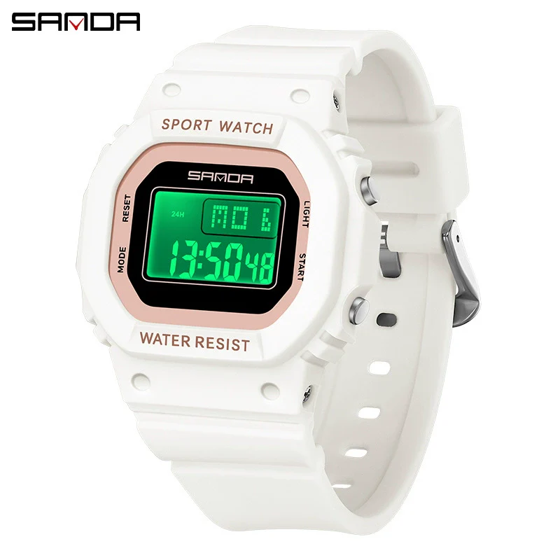 Multifunctional Square Student Watch Tpu Strap Abs Case Acrylic Mirror Waterproof Luminous Casual Sports Fashion Style - Image 11