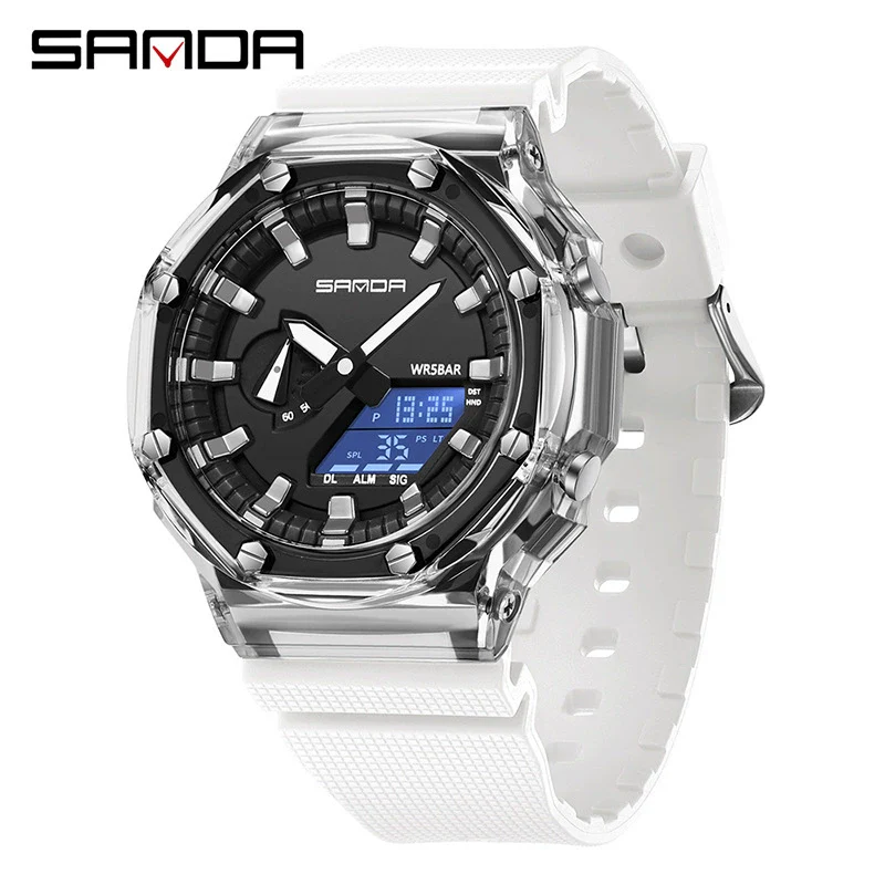 Multifunctional Transparent Fashion Sports Watch Tpu Strap Abs Case Acrylic Mirror Round Dial - Image 4