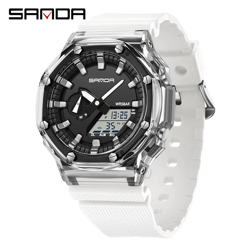 Multifunctional Transparent Fashion Sports Watch Tpu Strap Abs Case Acrylic Mirror Round Dial - Image 7