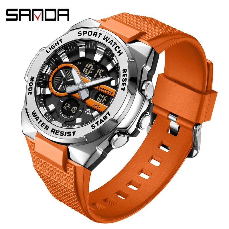 Multifunctional Waterproof Electronic Watch Round Dial Zinc Alloyabs Case Tpu Strap Chic Style For Students - Image 10