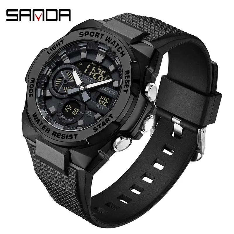 Multifunctional Waterproof Electronic Watch Round Dial Zinc Alloyabs Case Tpu Strap Chic Style For Students - Image 3