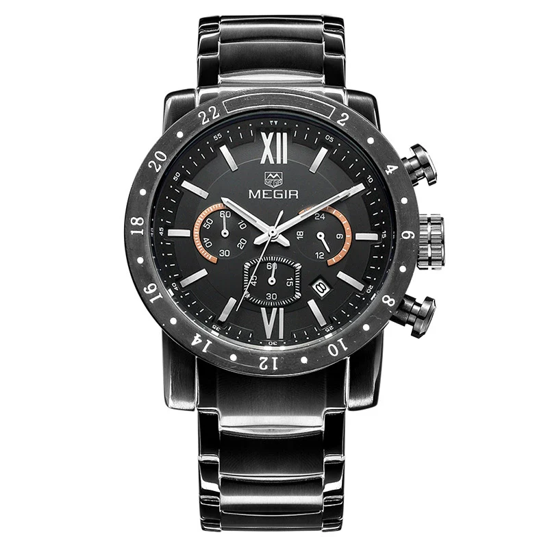 Multifunctional Waterproof Luminous Quartz Men's Watch Alloy Case Stainless Steel Strap Mineral Strengthened Glass Mirror Round Dial - Image 9
