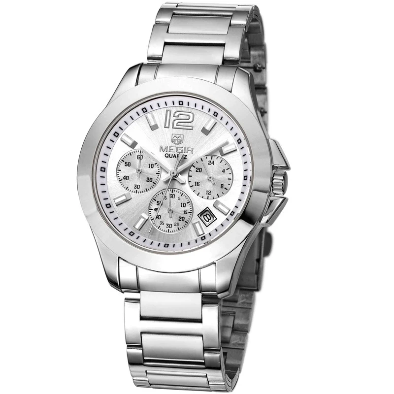 Multifunctional Waterproof Quartz Sports Watch For Men And Women Alloy Case Mineral Strengthened Glass Mirror Steel Belt And Real Belt Round Dial - Image 2