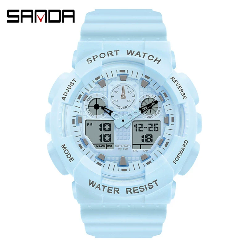 Multifunctional Waterproof Sports Watch Resin Case Plastic Strap Round Dial For Students Fashion Style - Image 18