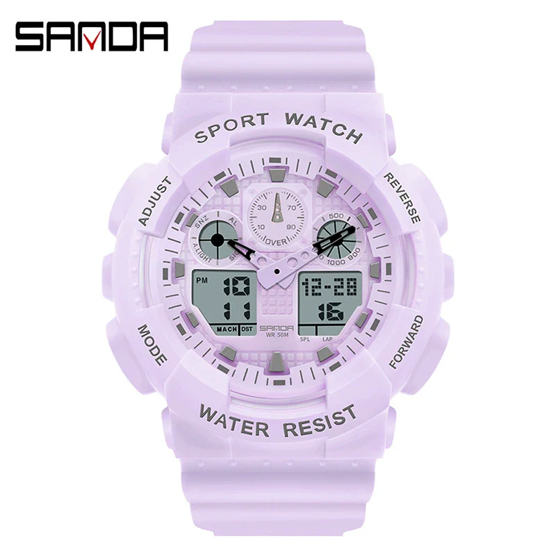 Multifunctional Waterproof Sports Watch Resin Case Plastic Strap Round Dial For Students Fashion Style - Image 19