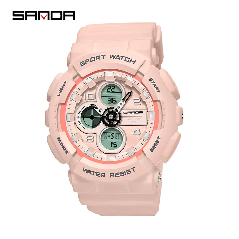 Multifunctional Waterproof Sports Watch Resin Case Plastic Strap Round Dial For Students Fashion Style - Image 4