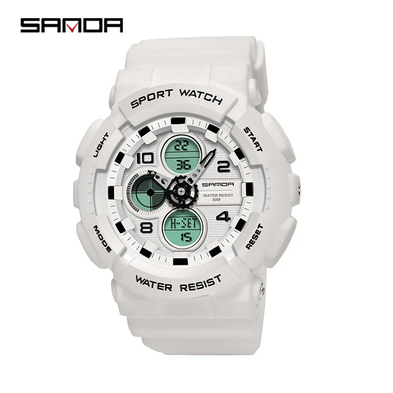 Multifunctional Waterproof Sports Watch Resin Case Plastic Strap Round Dial For Students Fashion Style - Image 7